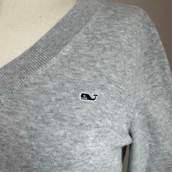 Vineyard Vines V Neck Academia Preppy Gray Sweater Size Small - Picture 4 of 11